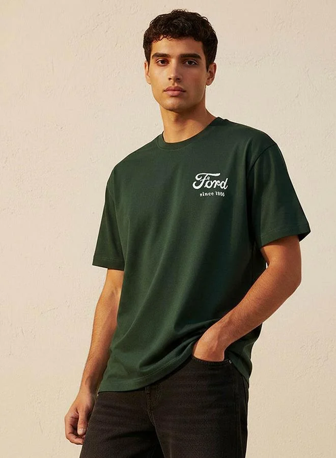 SP Characters Ford Mustang Regular Fit Crew Neck Short Sleeves Printed T-shirt