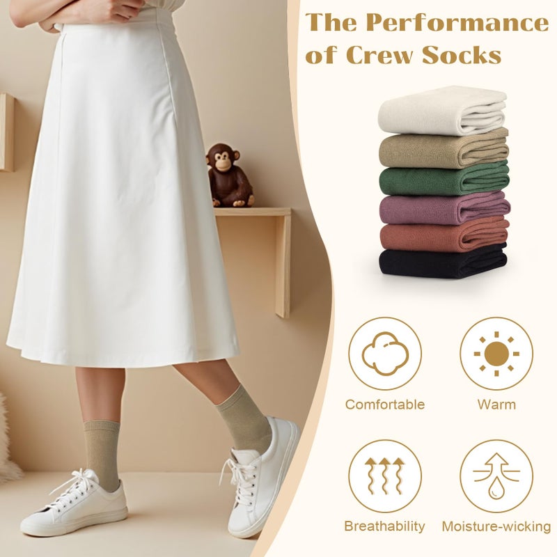 Justay Crew Socks for Women - Soft Knit Boot Calf Comfortable Cute Dress Cotton Socks Gifts - Image 4