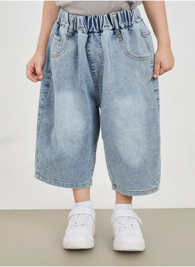 Styli Mid Wash Bermuda Denim Shorts