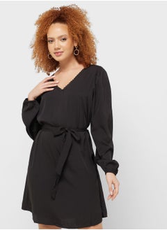 V-Neck Tie Detail Dress