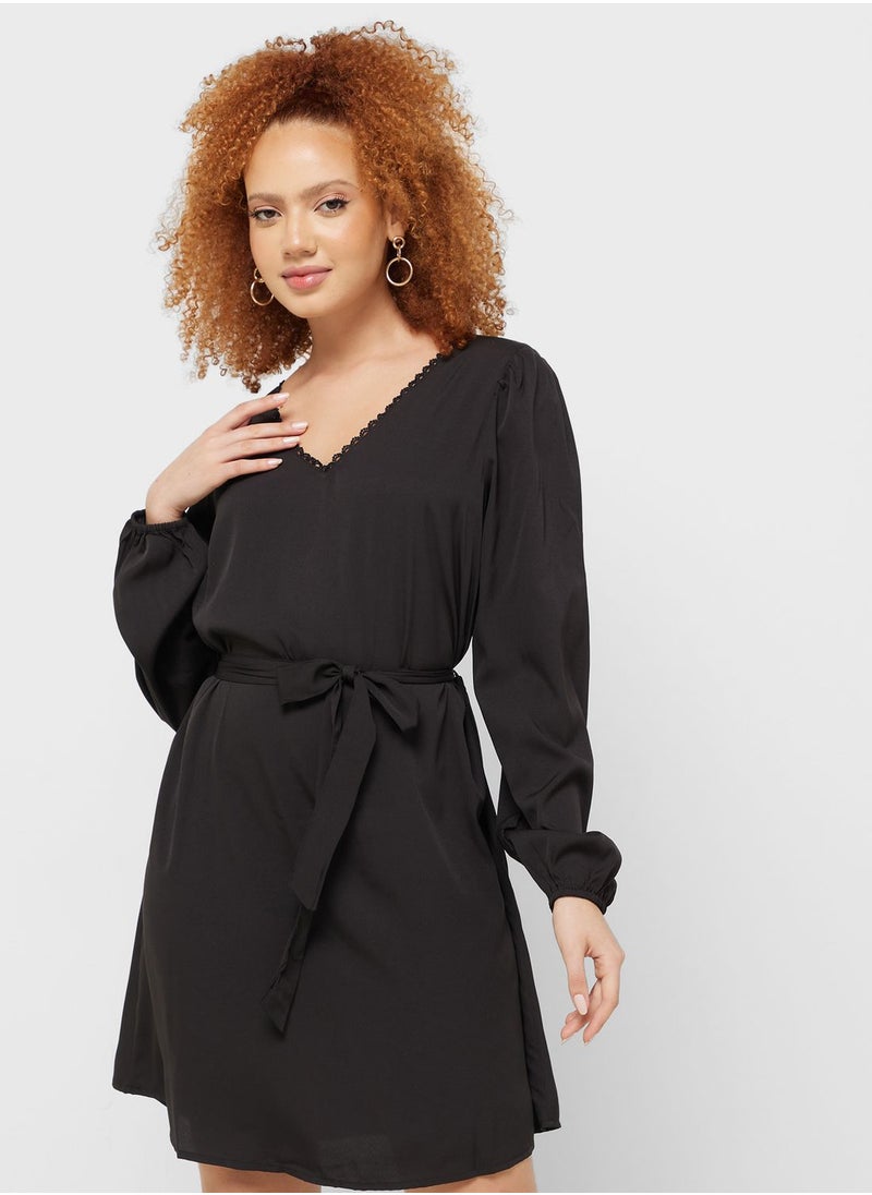 Jacqueline de Yong - V-Neck Tie Detail Dress - Image 1