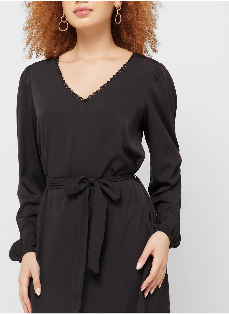 Jacqueline de Yong - V-Neck Tie Detail Dress - Image 1