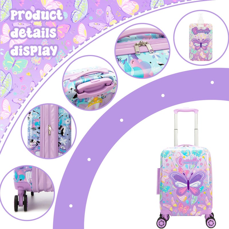 Inprof Kidâ€™s Luggage Set 5 Piece Suitcase Set 16â€™â€™ Hardside Luggage with Spinner Wheels Girls Carry on Toddler Travel Rolling Suitcase Carry on Luggage Airline Approved - Image 4