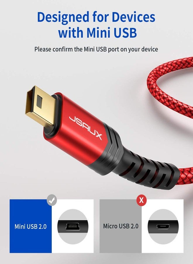 JSAUX Mini USB to Type C Cable, USB C to Mini USB 6.6FT Cable Charging Cord for GoPro Hero 3+, PS3 Controller, MP3 Player, Dash Cam, Digital Camera, GPS Receiver, PDAs and More Mini B Devices 2M/Red - Image 2