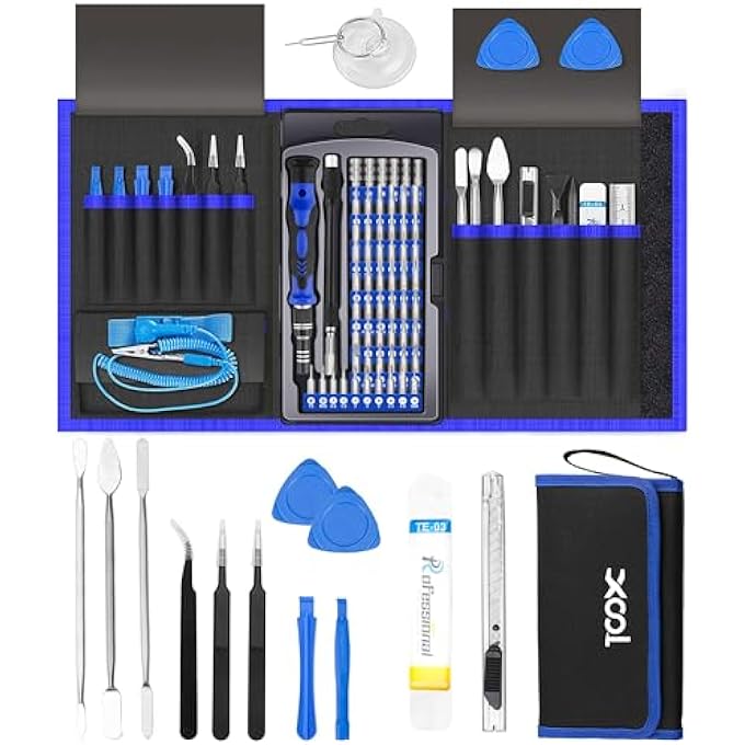 rayihni 82 IN 1 PRECISION SCREWDRIVER SET, MAGNETIC ELECTRONICS REPAIR TOOL KIT WITH FLEXIBLE SHAFT AND EXTENSION ROD, COMPATIBLE FOR PC, LAPTOP, IPHONE, PS4, PS5, XBOX, CAMERA, COMPUTER, TABLET - Image 1