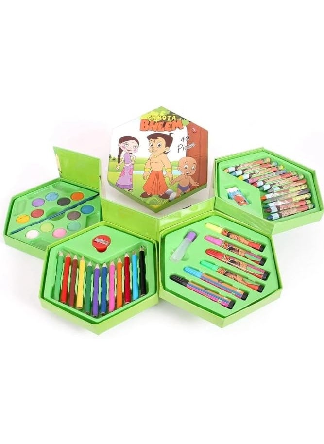 Manos Manos Color Round Box 46 pc set Pencils Crayons Sketch Pens For Kids Children Best Gifts Print May VaryPack Of 1  - Image 2