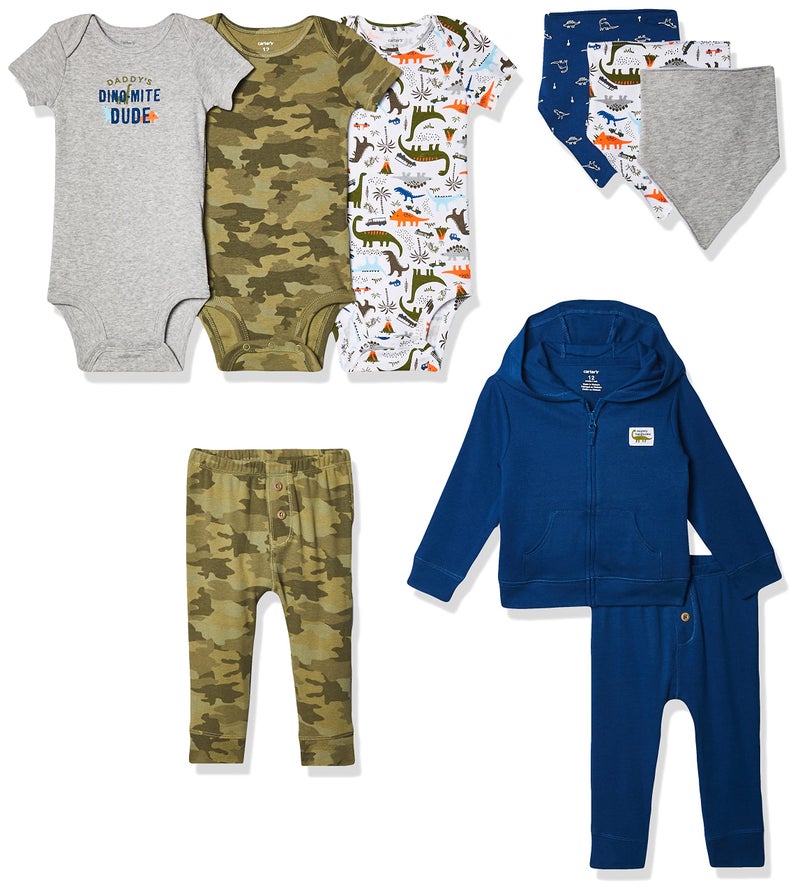 carter's Carters Baby Boys 9Piece Basic Gift Set Shirt Navy Dino 3 Months - Image 2