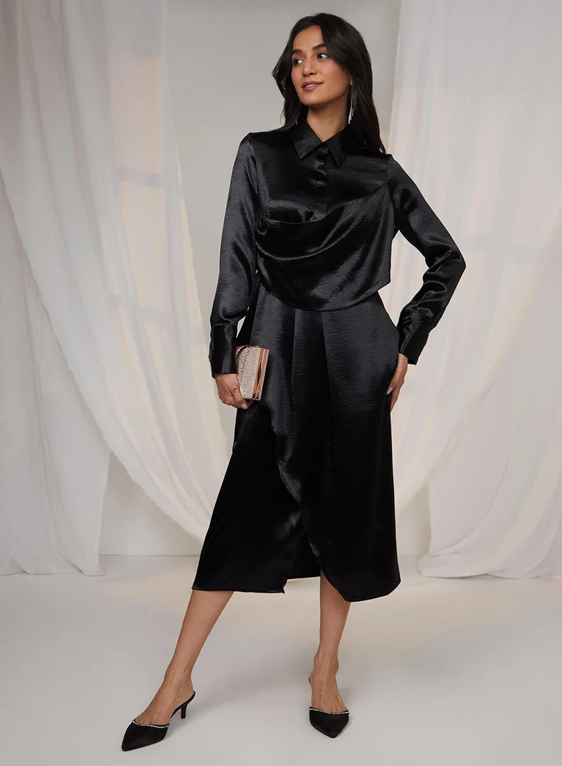 PINACOLADA Satin Drape Front Dress