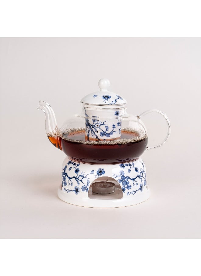 Dallaty - Glass Tea Pot With Warmer China Ceramic - Image 1
