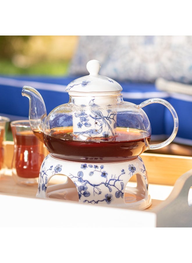 Dallaty - Glass Tea Pot With Warmer China Ceramic - Image 1