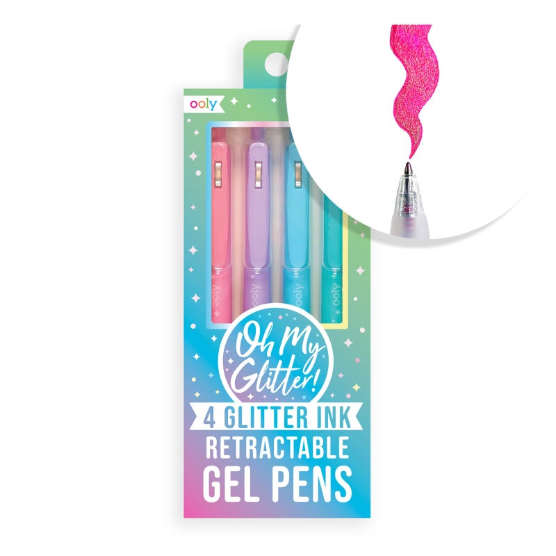 Ooly Oh My Glitter Gel Pens - Set of 4 Cute School and Art Supplies for Girls, Planner Pen with Comfort Grip, Ideal Retractable Glitter Pens for Decorations & Office Use - Image 1