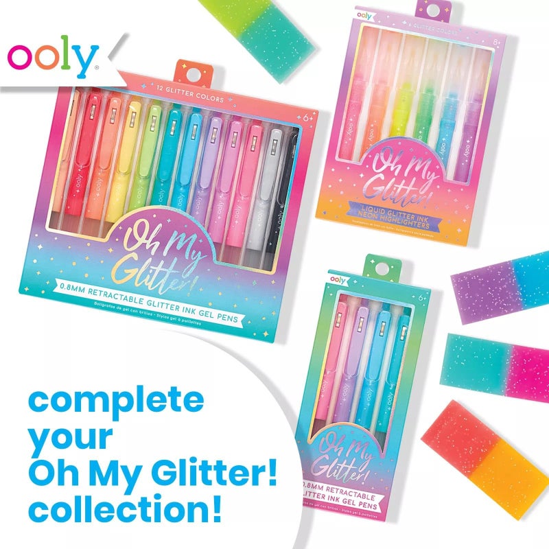 Ooly Oh My Glitter Gel Pens - Set of 4 Cute School and Art Supplies for Girls, Planner Pen with Comfort Grip, Ideal Retractable Glitter Pens for Decorations & Office Use - Image 5