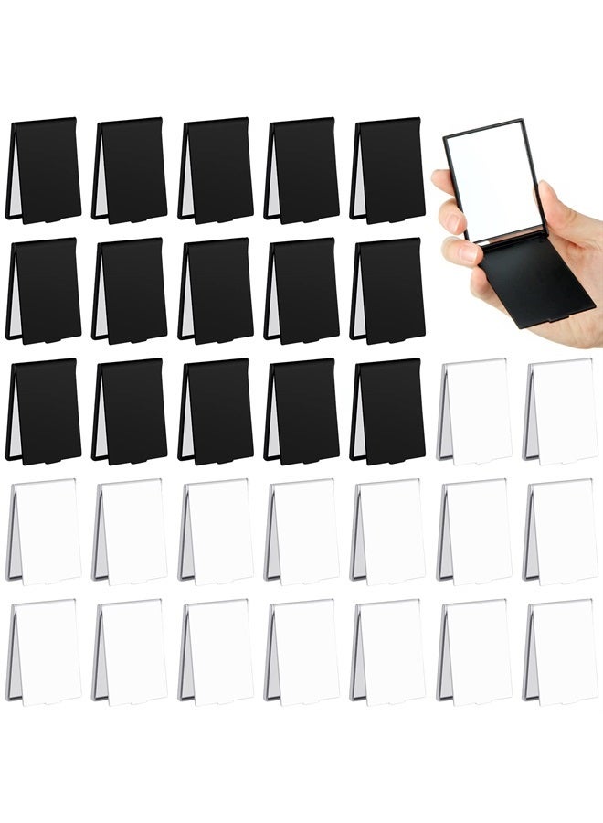 Queekay 32 قطعة 2 × 3 × 0.2 بوصة مرآة مكياج صغيرة قابلة للطي مرآة سفر محمولة مرآة قابلة للطي مرآة مستطيلة مرآة مدمجة مرآة قائمة للنساء والفتيات (أسود، أبيض) - Image 1