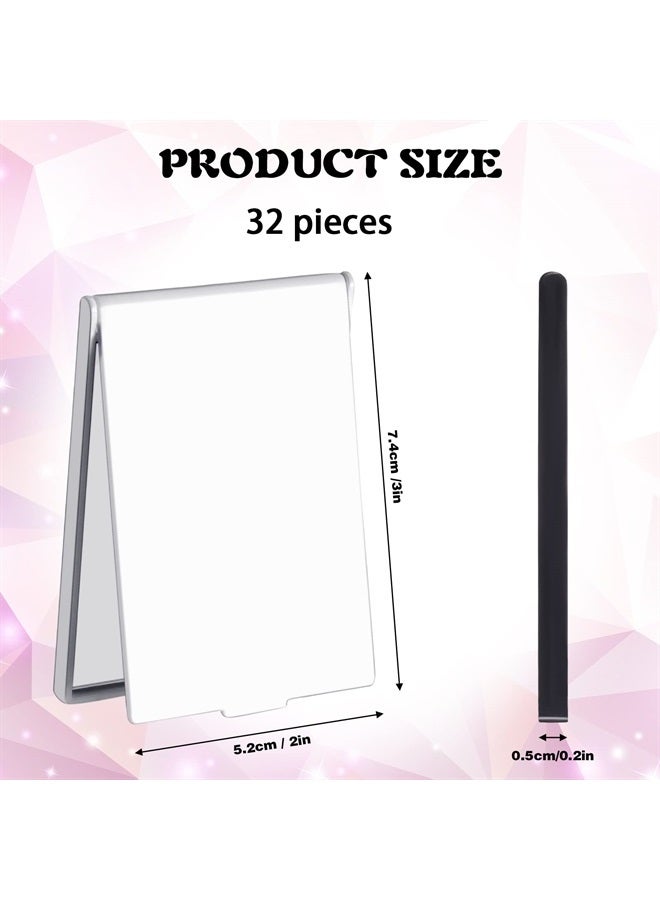 Queekay 32 قطعة 2 × 3 × 0.2 بوصة مرآة مكياج صغيرة قابلة للطي مرآة سفر محمولة مرآة قابلة للطي مرآة مستطيلة مرآة مدمجة مرآة قائمة للنساء والفتيات (أسود، أبيض) - Image 2