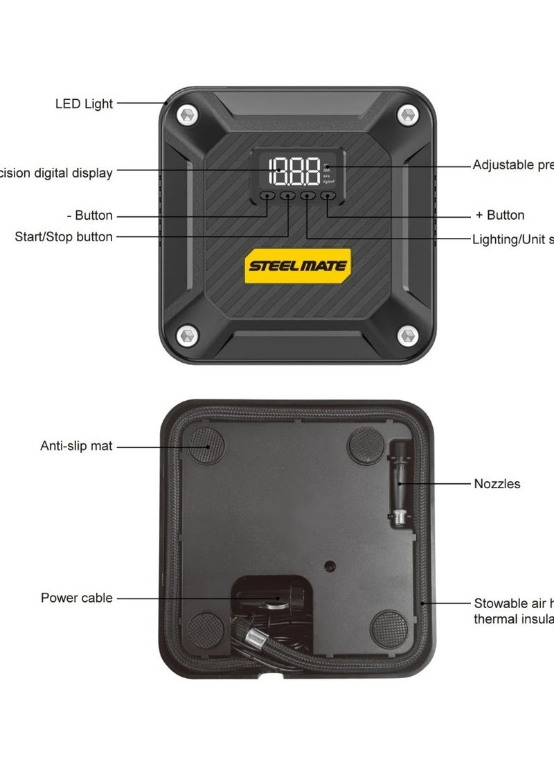 STEELMATE - SteelMate T5 Digital Air Compressor, 6 Bar, Black - Image 1