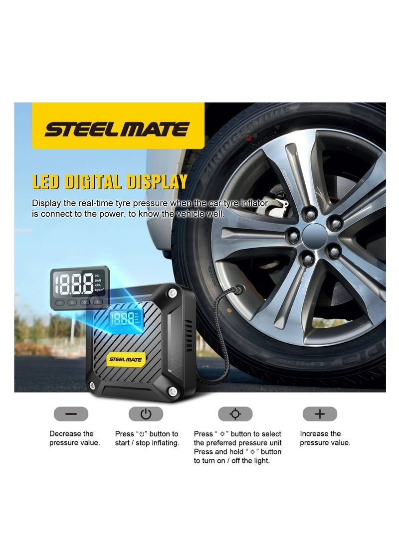STEELMATE - SteelMate T5 Digital Air Compressor, 6 Bar, Black - Image 1