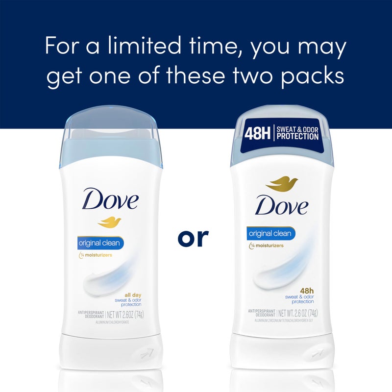 Dove Invisible Solid Antiperspirant Deodorant Stick 2 Count Original Clean, for Women, For All Day Underarm Sweat & Odor Protection 2.6 oz - Image 3
