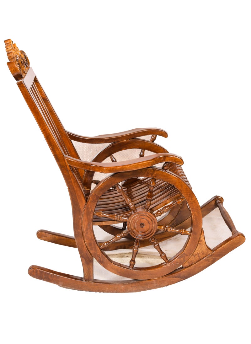 mahome traditional wooden rocking chair with wheel design. Handcrafted Elegance. sutable for living room sofa. rest room. office and garden furniture. (alder wood, dark brown)  - Image 3