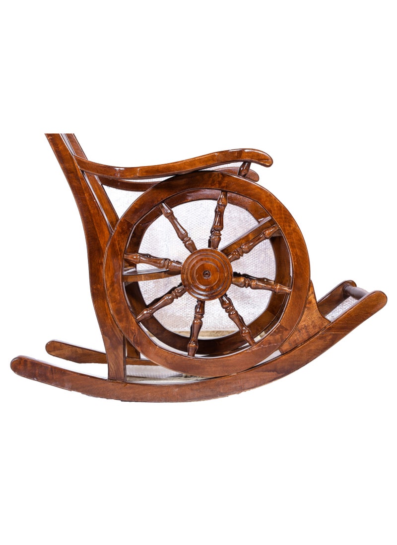 mahome traditional wooden rocking chair with wheel design. Handcrafted Elegance. sutable for living room sofa. rest room. office and garden furniture. (alder wood, dark brown)  - Image 4