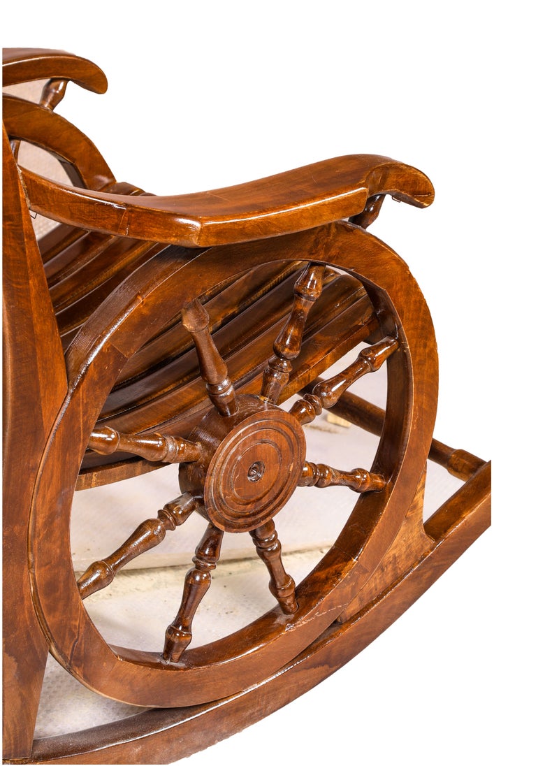 mahome traditional wooden rocking chair with wheel design. Handcrafted Elegance. sutable for living room sofa. rest room. office and garden furniture. (alder wood, dark brown)  - Image 5