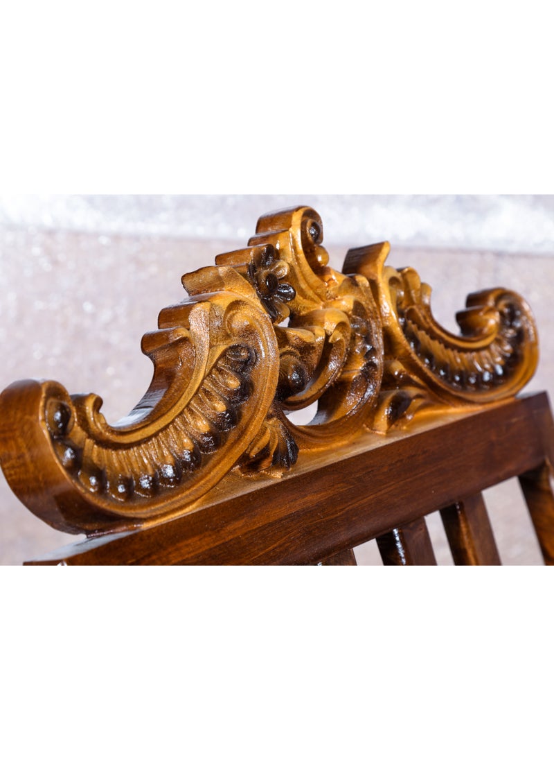 traditional wooden rocking chair with wheel design. Handcrafted Elegance. sutable for living room sofa. rest room. office and garden furniture. (alder wood, dark brown)