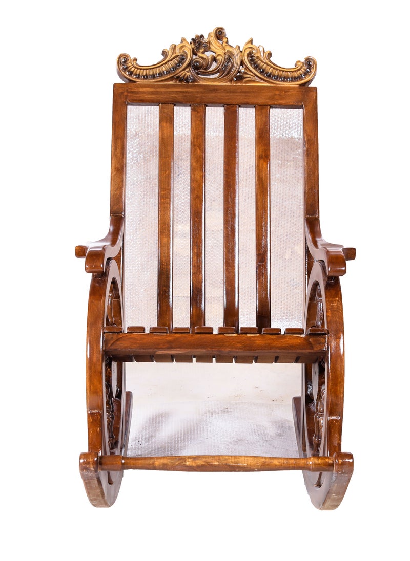 mahome traditional wooden rocking chair with wheel design. Handcrafted Elegance. sutable for living room sofa. rest room. office and garden furniture. (alder wood, dark brown)  - Image 2