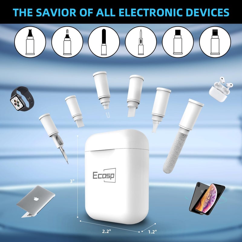Ecasp Phone Cleaning Kit,Multitool AirPod Cleaner Kit,Cell Phone Cleaning Repair and Recovery Phone (TypeC) Charging Port,Lightning Cables and Connectors,Easy to Store and Carry Design,White - Image 2