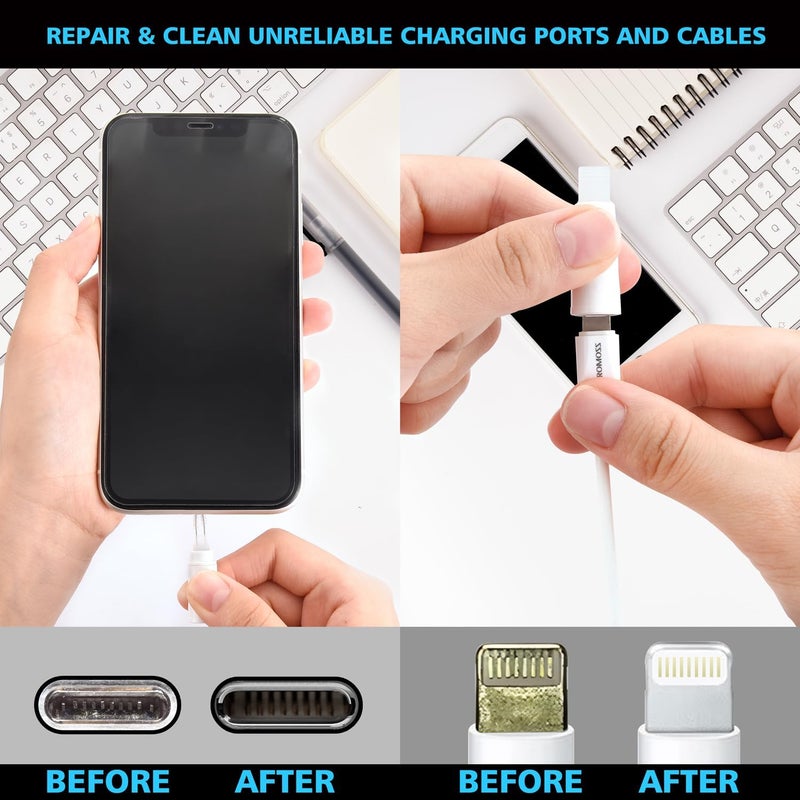 Ecasp Phone Cleaning Kit,Multitool AirPod Cleaner Kit,Cell Phone Cleaning Repair and Recovery Phone (TypeC) Charging Port,Lightning Cables and Connectors,Easy to Store and Carry Design,White - Image 5