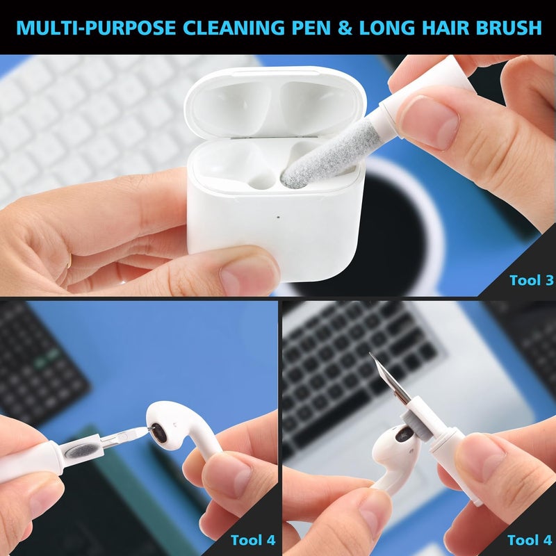 Ecasp Phone Cleaning Kit,Multitool AirPod Cleaner Kit,Cell Phone Cleaning Repair and Recovery Phone (TypeC) Charging Port,Lightning Cables and Connectors,Easy to Store and Carry Design,White - Image 4