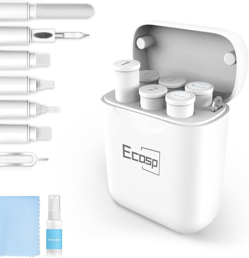 Ecasp Phone Cleaning Kit,Multitool AirPod Cleaner Kit,Cell Phone Cleaning Repair and Recovery Phone (TypeC) Charging Port,Lightning Cables and Connectors,Easy to Store and Carry Design,White - Image 1