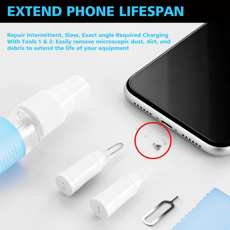 Ecasp Phone Cleaning Kit,Multitool AirPod Cleaner Kit,Cell Phone Cleaning Repair and Recovery Phone (TypeC) Charging Port,Lightning Cables and Connectors,Easy to Store and Carry Design,White - Image 3