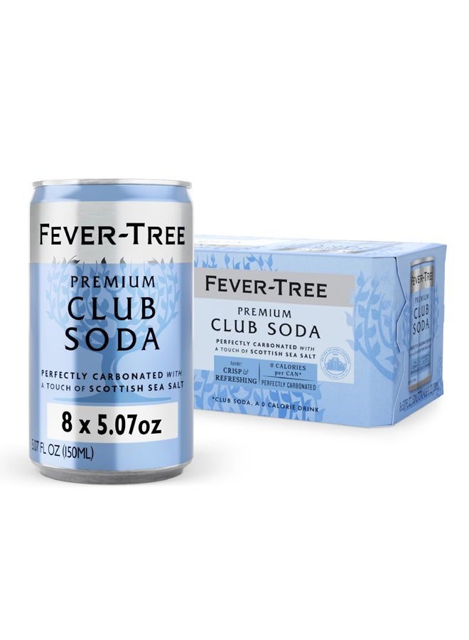 FEVER TREE Club Soda – Premium Zero Calorie Mixer for Cocktails and Mocktails, 5.1 fl oz Cans, Pack of 8 – Naturally Sourced, Non-GMO - Image 1