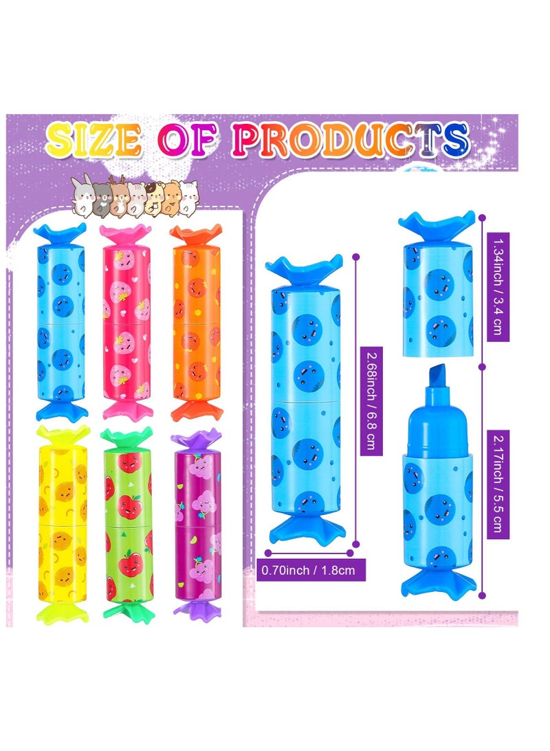 SYOSI Candy Highlighter, 24 Pieces Mini Candy Pastel Chisel Tip Marker Pen Highlighter for Kid Student for Writing Cute Face Graffiti  - Image 5