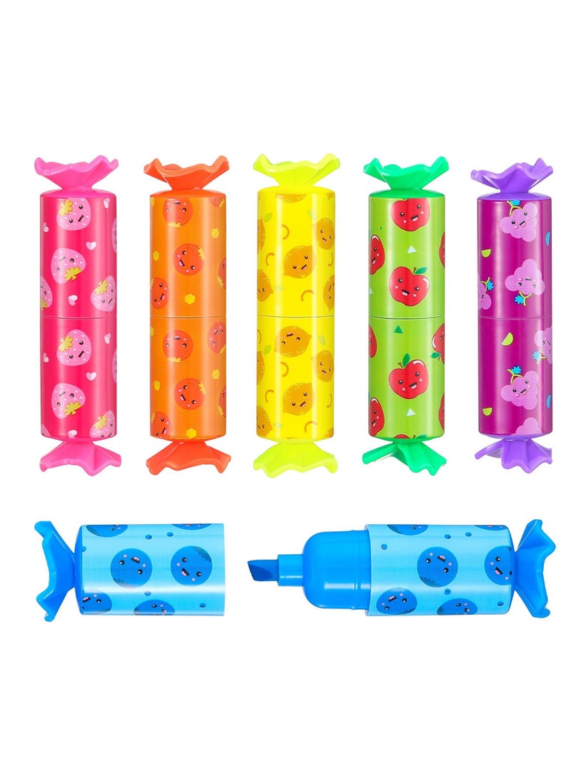 SYOSI Candy Highlighter, 24 Pieces Mini Candy Pastel Chisel Tip Marker Pen Highlighter for Kid Student for Writing Cute Face Graffiti  - Image 4
