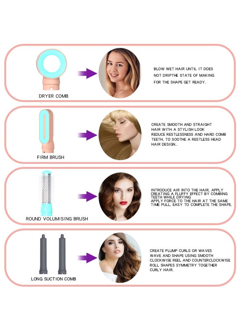 general Multi-functional 5-in-1 automatic hair suction curl comb Curl straight dual-purpose styling beauty electric hot air comb - Image 4