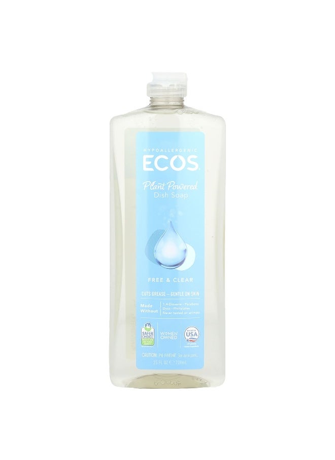 earth friendly products Earth Friendly Products, ECOS®, Plant Powered Dish Soap, Free & Clear, 25 fl oz (739 ml)  - Image 1