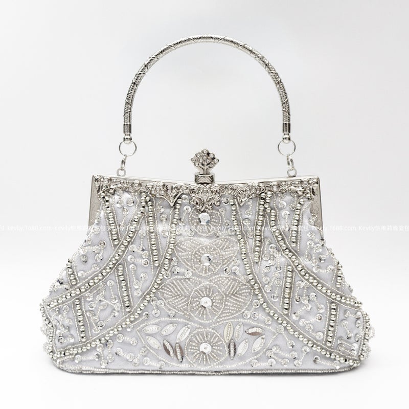 Kai Weili Vintage Geometric Heavy Handmade Beaded Embroidered Bag Women'S Bag Evening Bag Dress Cheongsam Bag Beaded Evening Bag - Image 1