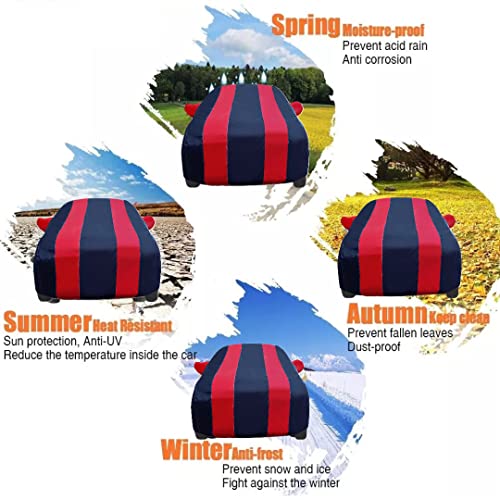 Auto Hub Car Cover Compatible with Ford EcoSport with Mirror Pockets, Triple Stitched, Water Resistant, EcoSport Car Cover, Navy, Red - Image 2