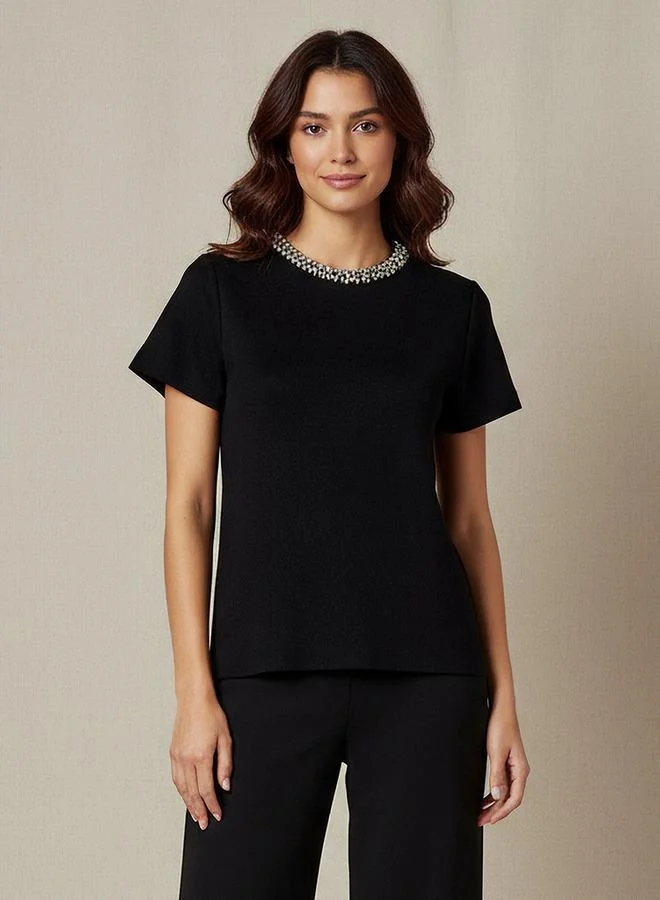 Iconic Iconic Regular Fit Top with Embellishment