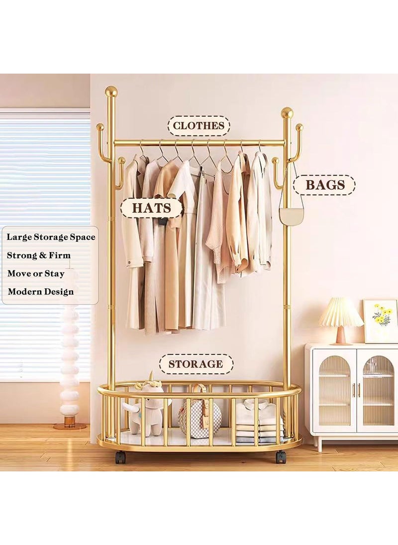 Suicune Suicune Hampers with WheelsHeavy Duty Metal Clothes Rack with Laundry Cart Space saving Rolling Laundry Butler for Bedroom  - Image 3