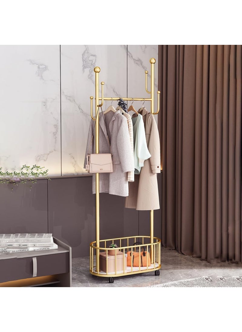Suicune Suicune Hampers with WheelsHeavy Duty Metal Clothes Rack with Laundry Cart Space saving Rolling Laundry Butler for Bedroom  - Image 1