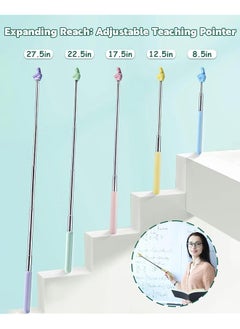 erorex Retractable Teacher Pointer For Classroom Kids Reading Dumero Extendable Finger Pointer Stick For School Collapsible Finger Pointing Stick Long Telescoping Hand Pointer 3 Pack: Blue Pink  - Image 2