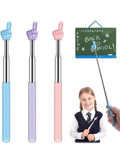 erorex Retractable Teacher Pointer For Classroom Kids Reading Dumero Extendable Finger Pointer Stick For School Collapsible Finger Pointing Stick Long Telescoping Hand Pointer 3 Pack: Blue Pink  - Image 1