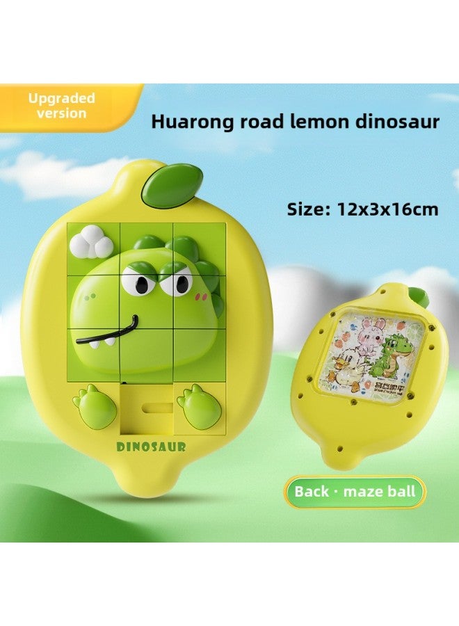 C Palm Hamster Press Music Decompression Toy Baby Puzzle Baby Mini Key Chain Small Pendant-Color:Green Dinosaur-lemon - Image 1