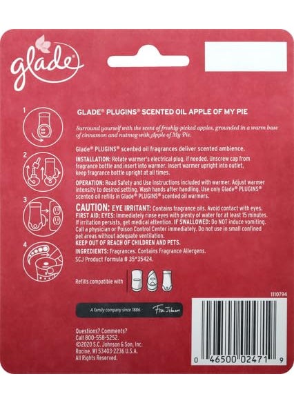 Glade Glade PlugIns Refills Air Freshener Scented and Essential Oils for Home and Bathroom Apple of My Pie 134 Fl Oz 2 Count  - Image 3