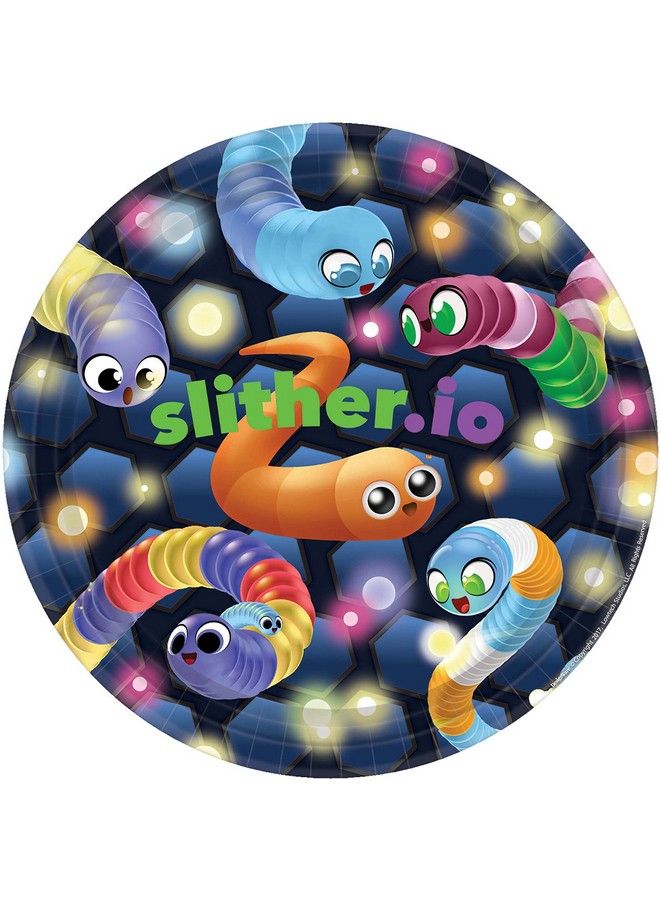 Amscan Slither.Io Round Paper Plates 9" / Multicolor / Pack Of 8 - Image 2