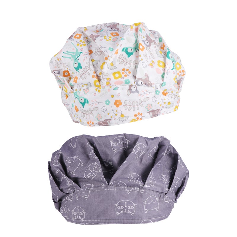 4 pcs Beautiful Working Hat Cotton Working Hat Printed Operating Room (Deer, Cat) - Image 2