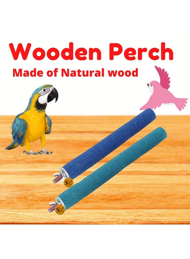 Sage Square Perch Combo Of 6 & 10 Inches Natural Wood Rough Sand Perches | Exercise, Grinding Nail, Playstand, Training, Cage Accessories |Finches, Parrot, Budgies, Cockatiels (Pack Of 2) - Image 2