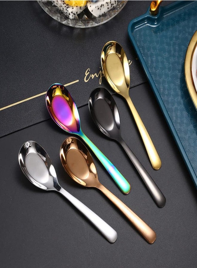 JYYHSF 5 PCS Stainless Steel Mirror Finish Soup & Dessert Spoons for Soup, Rice, Tea, Milk, Coffee & Ice Cream（Golden） - Image 4