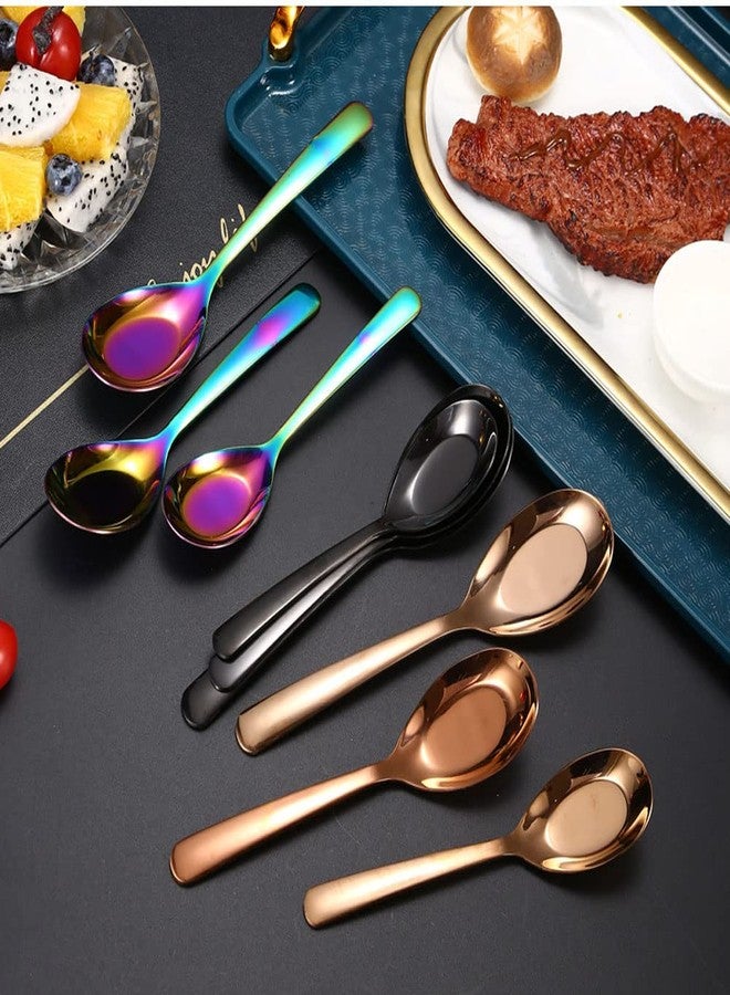 JYYHSF 5 PCS Stainless Steel Mirror Finish Soup & Dessert Spoons for Soup, Rice, Tea, Milk, Coffee & Ice Cream（Golden） - Image 5